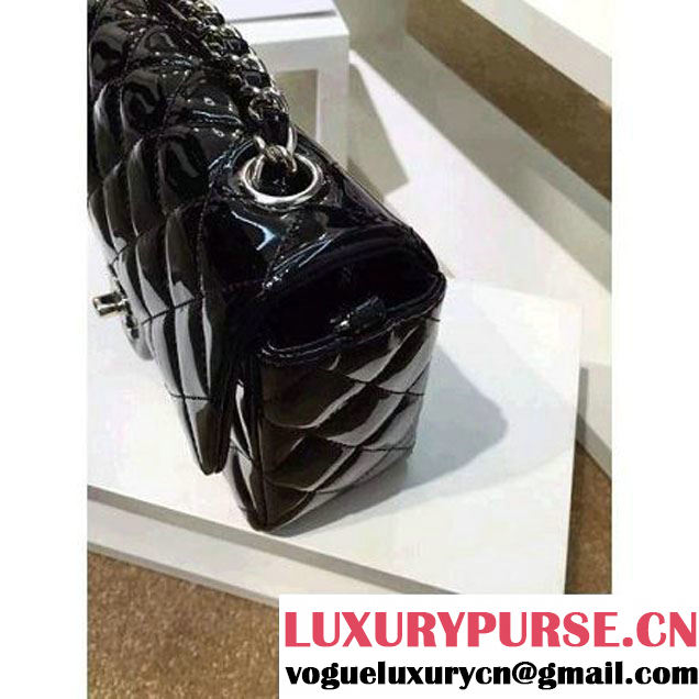 Chanel Black Patent Leather Small Classic Flap Bag(Silver Hardware) (MC-6022301 )