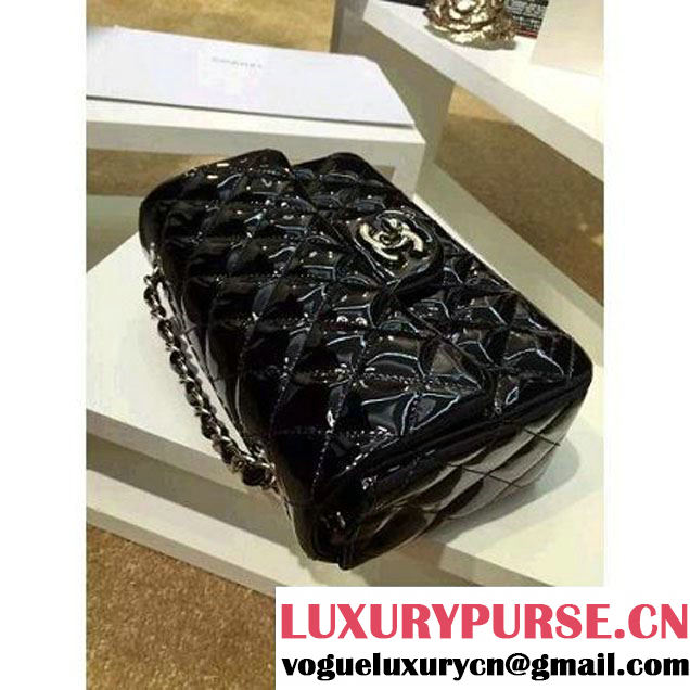 Chanel Black Patent Leather Small Classic Flap Bag(Silver Hardware) (MC-6022301 )