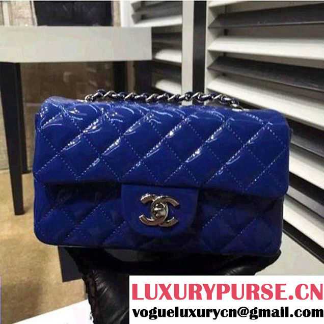 Chanel Royal Blue Patent Leather Small Classic Flap Bag(Silver Hardware) (MC-6022303 )