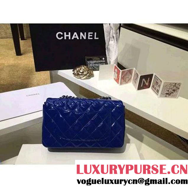 Chanel Royal Blue Patent Leather Small Classic Flap Bag(Silver Hardware) (MC-6022303 )