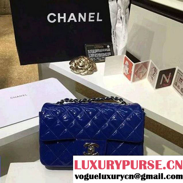 Chanel Royal Blue Patent Leather Small Classic Flap Bag(Silver Hardware) (MC-6022303 )
