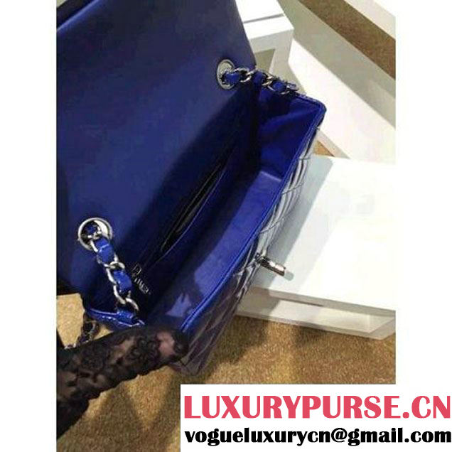 Chanel Royal Blue Patent Leather Small Classic Flap Bag(Silver Hardware) (MC-6022303 )