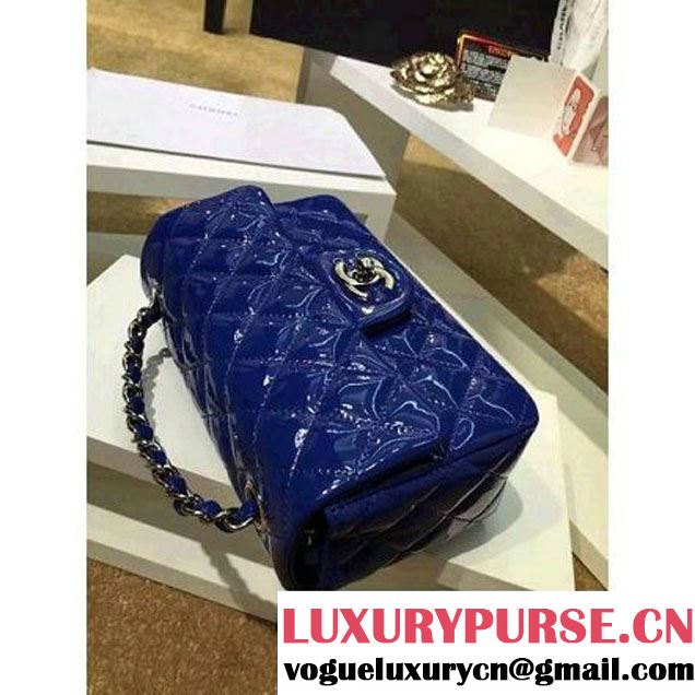 Chanel Royal Blue Patent Leather Small Classic Flap Bag(Silver Hardware) (MC-6022303 )