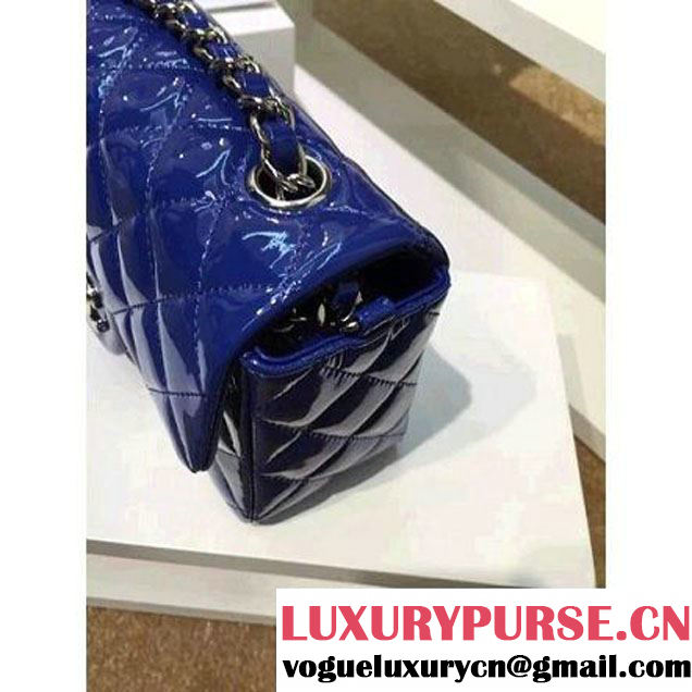 Chanel Royal Blue Patent Leather Small Classic Flap Bag(Silver Hardware) (MC-6022303 )
