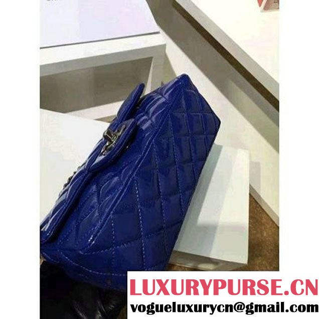 Chanel Royal Blue Patent Leather Small Classic Flap Bag(Silver Hardware) (MC-6022303 )
