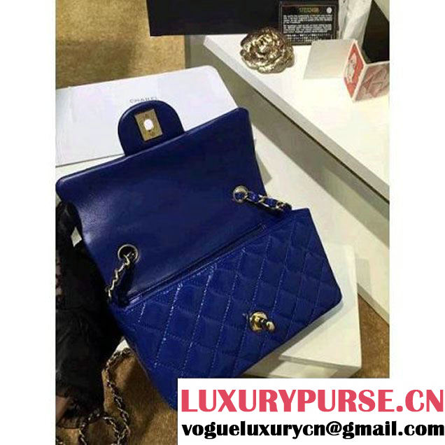 Chanel Royal Blue Patent Leather Small Classic Flap Bag(Gold Hardware) (MC-6022304 )