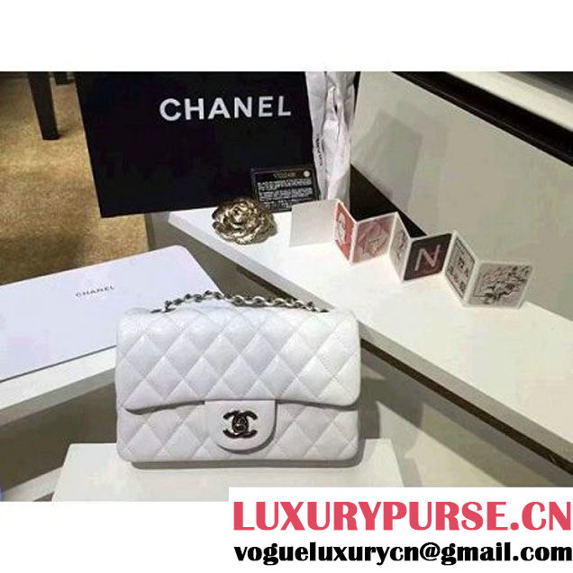 Chanel White Patent Leather Small Classic Flap Bag(Silver Hardware) (MC-6022305 )