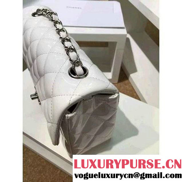 Chanel White Patent Leather Small Classic Flap Bag(Silver Hardware) (MC-6022305 )