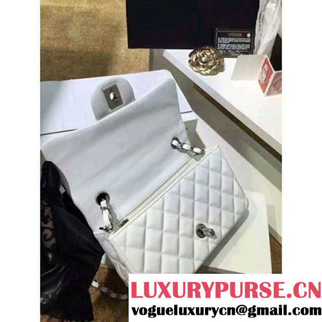 Chanel White Patent Leather Small Classic Flap Bag(Silver Hardware) (MC-6022305 )