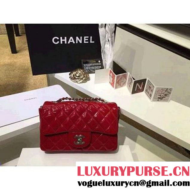 Chanel Red Patent Leather Small Classic Flap Bag(Silver Hardware) (MC-6022306 )