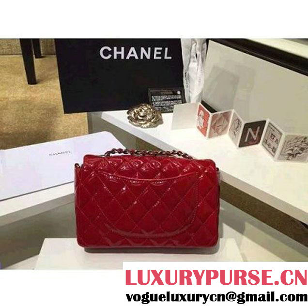 Chanel Red Patent Leather Small Classic Flap Bag(Silver Hardware) (MC-6022306 )