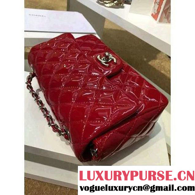 Chanel Red Patent Leather Small Classic Flap Bag(Silver Hardware) (MC-6022306 )