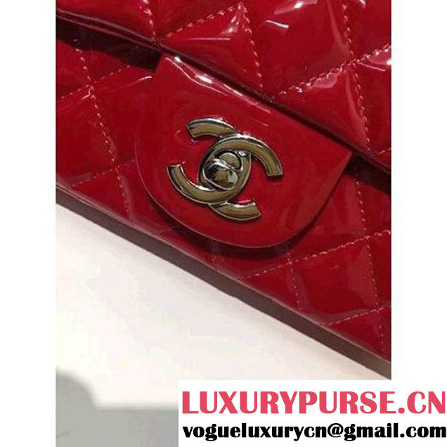 Chanel Red Patent Leather Small Classic Flap Bag(Silver Hardware) (MC-6022306 )
