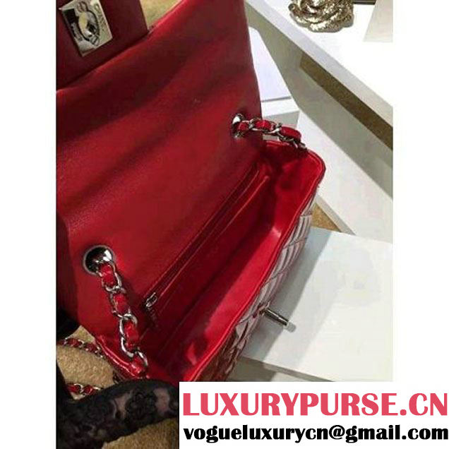 Chanel Red Patent Leather Small Classic Flap Bag(Silver Hardware) (MC-6022306 )