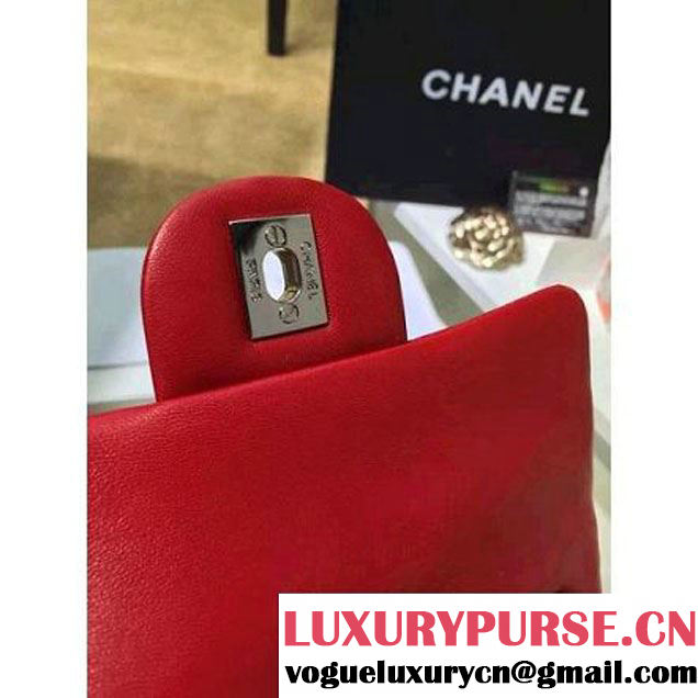 Chanel Red Patent Leather Small Classic Flap Bag(Silver Hardware) (MC-6022306 )
