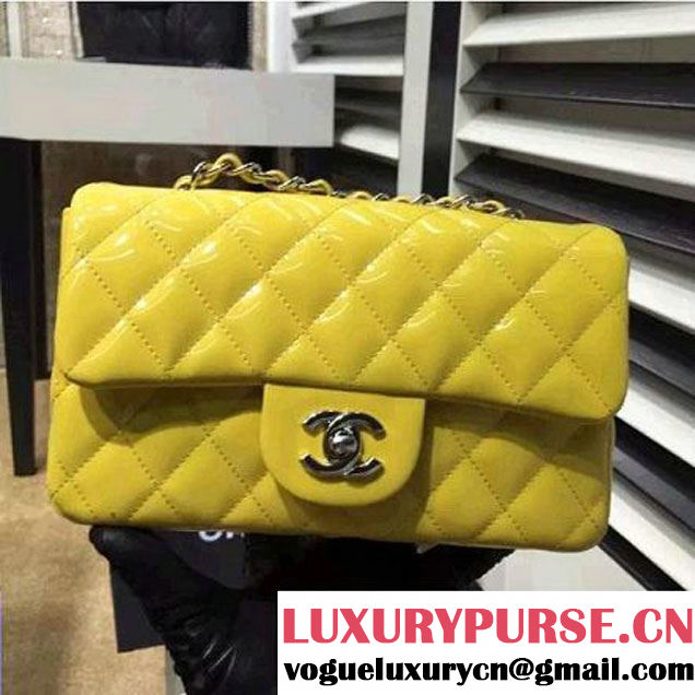 Chanel Yellow Patent Leather Small Classic Flap Bag(Silver Hardware) (MC-6022307 )