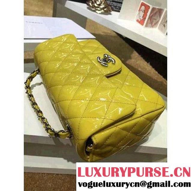 Chanel Yellow Patent Leather Small Classic Flap Bag(Silver Hardware) (MC-6022307 )