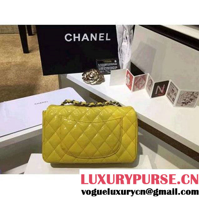 Chanel Yellow Patent Leather Small Classic Flap Bag(Silver Hardware) (MC-6022307 )