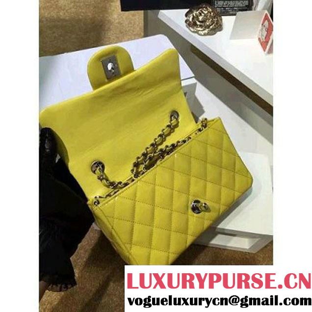 Chanel Yellow Patent Leather Small Classic Flap Bag(Silver Hardware) (MC-6022307 )