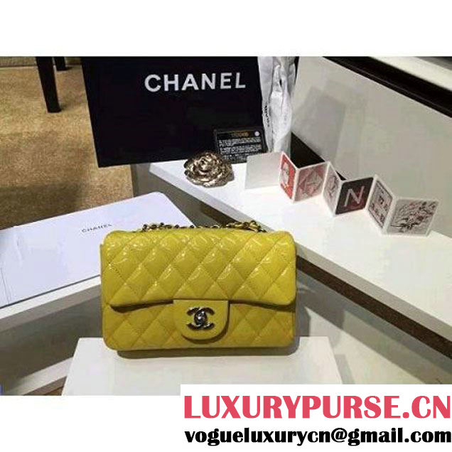 Chanel Yellow Patent Leather Small Classic Flap Bag(Silver Hardware) (MC-6022307 )