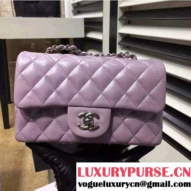 Chanel Pearl Purple Patent Leather Small Classic Flap Bag(Silver Hardware) (MC-6022308 )