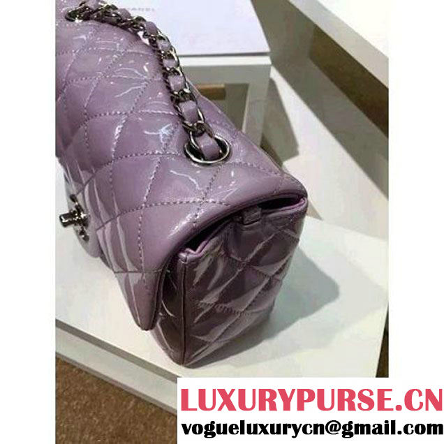 Chanel Pearl Purple Patent Leather Small Classic Flap Bag(Silver Hardware) (MC-6022308 )