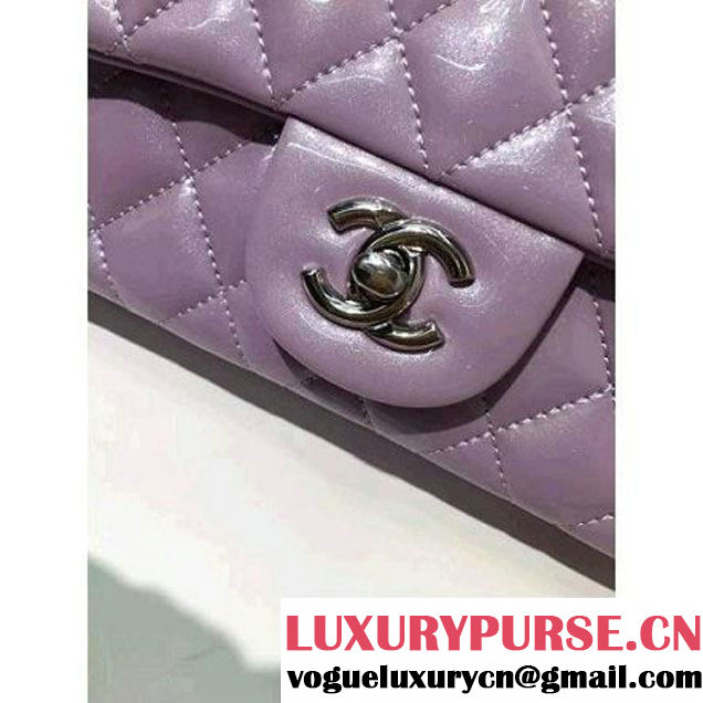 Chanel Pearl Purple Patent Leather Small Classic Flap Bag(Silver Hardware) (MC-6022308 )