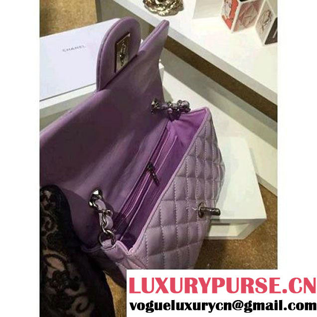 Chanel Pearl Purple Patent Leather Small Classic Flap Bag(Silver Hardware) (MC-6022308 )