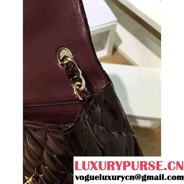 Chanel Burgundy Patent Leather Small Classic Flap Bag(Gold Hardware) (MC-6022311 )