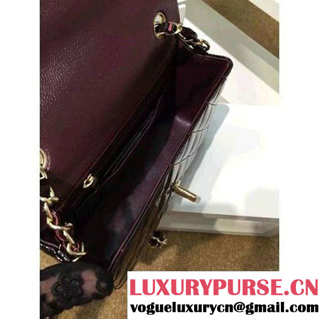 Chanel Burgundy Patent Leather Small Classic Flap Bag(Gold Hardware) (MC-6022311 )