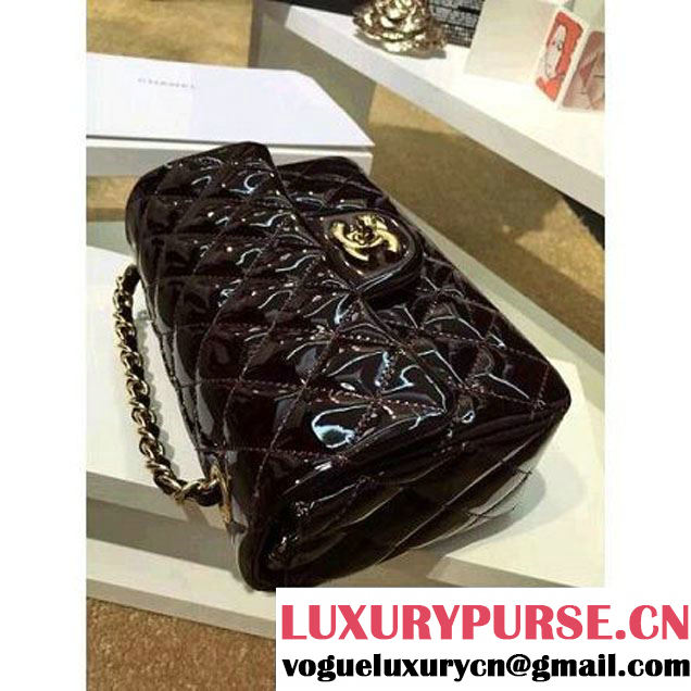 Chanel Burgundy Patent Leather Small Classic Flap Bag(Gold Hardware) (MC-6022311 )