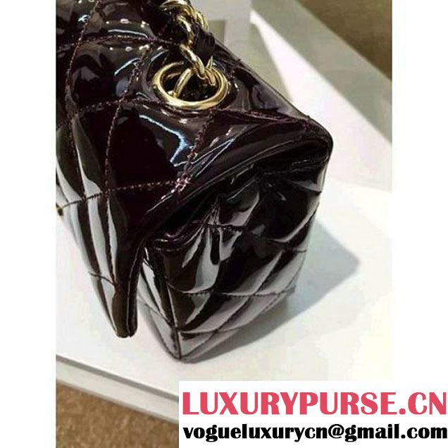 Chanel Burgundy Patent Leather Small Classic Flap Bag(Gold Hardware) (MC-6022311 )