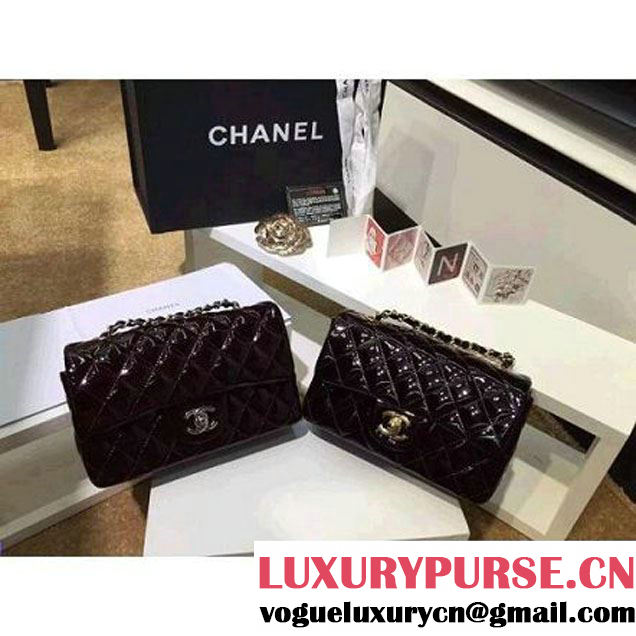 Chanel Burgundy Patent Leather Small Classic Flap Bag(Gold Hardware) (MC-6022311 )
