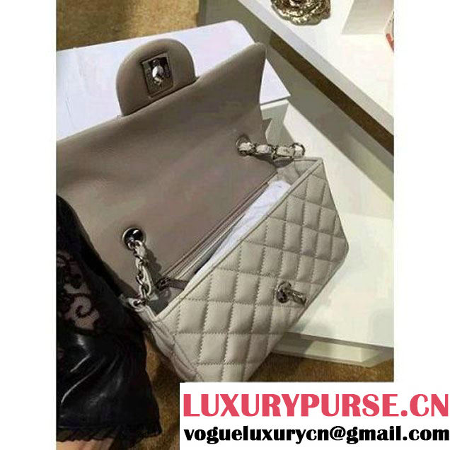 Chanel Grey Patent Leather Small Classic Flap Bag(Silver Hardware) (MC-6022312 )