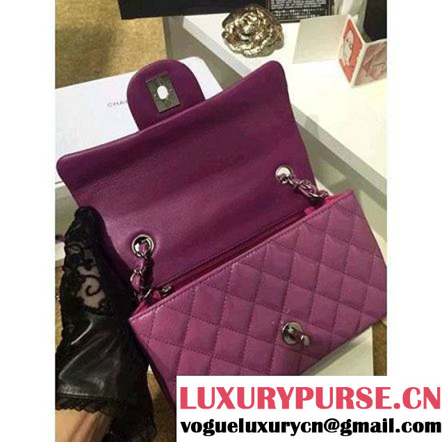 Chanel Pearl Rosy Patent Leather Small Classic Flap Bag(Silver Hardware) (MC-6022314 )