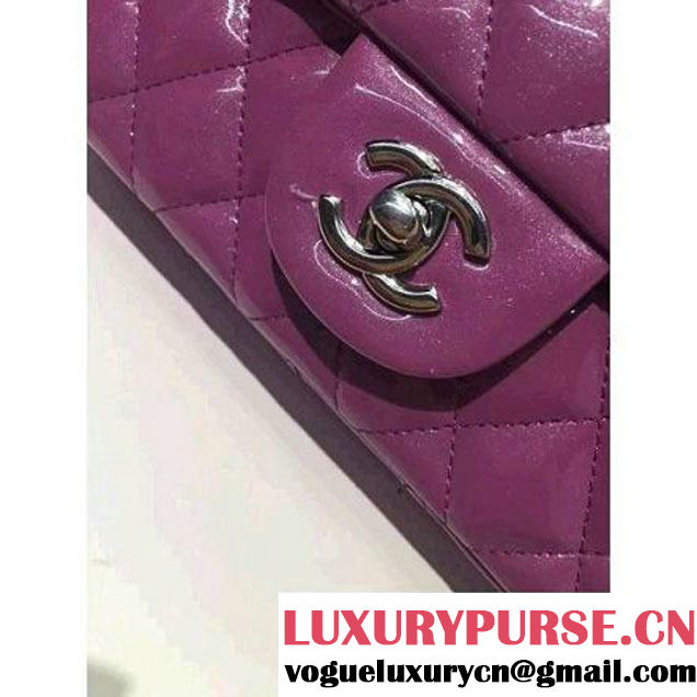 Chanel Pearl Rosy Patent Leather Small Classic Flap Bag(Silver Hardware) (MC-6022314 )