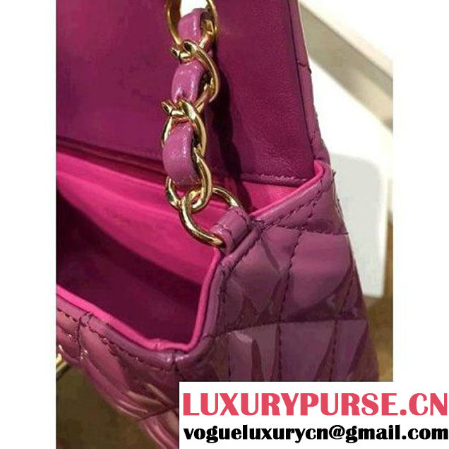 Chanel Pearl Rosy Patent Leather Small Classic Flap Bag(Gold Hardware) (MC-6022315 )