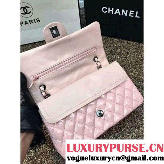 Chanel Pink Patent Leather Medium Classic Flap Bag(Silver Hardware) (MC-6022316 )