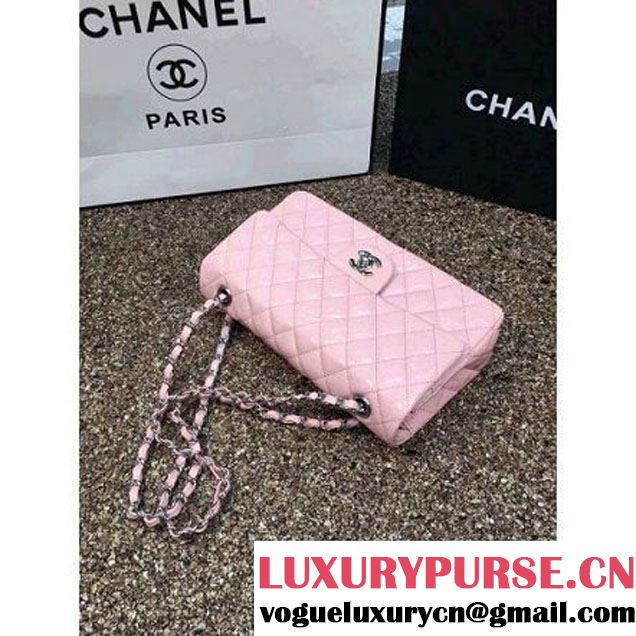 Chanel Pink Patent Leather Medium Classic Flap Bag(Silver Hardware) (MC-6022316 )