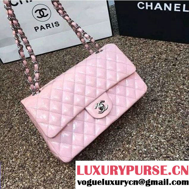 Chanel Pink Patent Leather Medium Classic Flap Bag(Silver Hardware) (MC-6022316 )