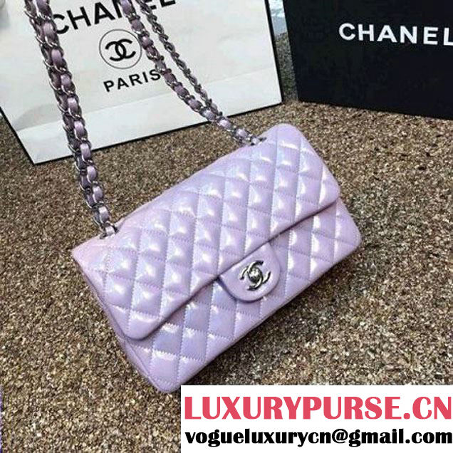 Chanel Pearl Lavender Patent Leather Medium Classic Flap Bag(Silver Hardware) (MC-6022317 )