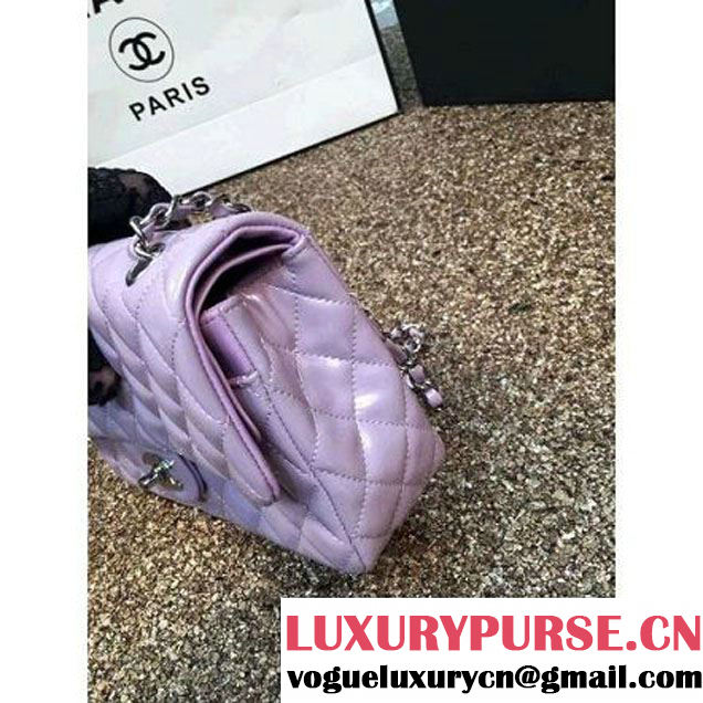 Chanel Pearl Lavender Patent Leather Medium Classic Flap Bag(Silver Hardware) (MC-6022317 )