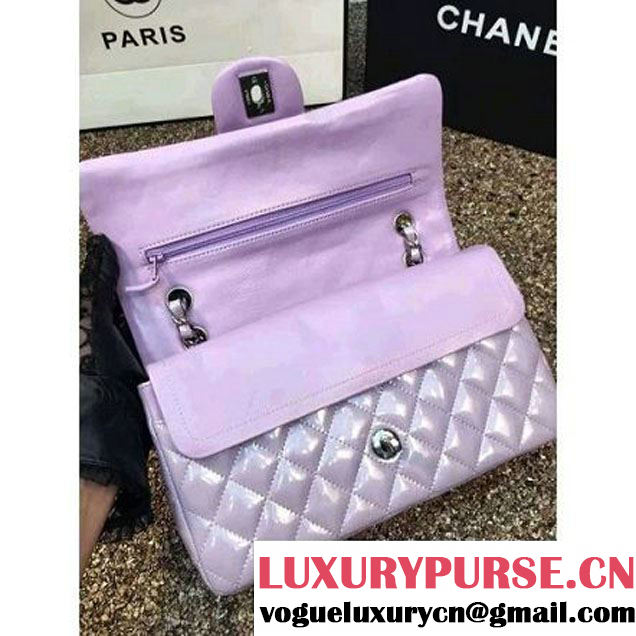 Chanel Pearl Lavender Patent Leather Medium Classic Flap Bag(Silver Hardware) (MC-6022317 )