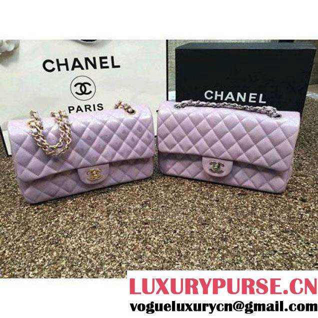 Chanel Pearl Lavender Patent Leather Medium Classic Flap Bag(Silver Hardware) (MC-6022317 )
