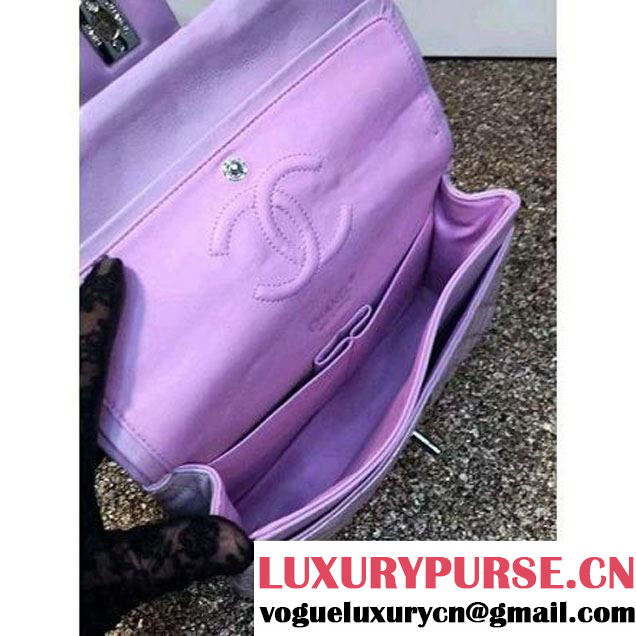 Chanel Pearl Lavender Patent Leather Medium Classic Flap Bag(Silver Hardware) (MC-6022317 )