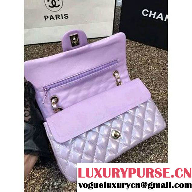 Chanel Pearl Lavender Patent Leather Medium Classic Flap Bag(Gold Hardware) (MC-6022318 )