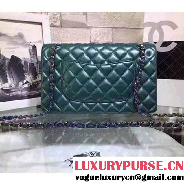 Chanel Medium Iridescent Calfskin Classic Double Flap Bag Green (2A020-6022613 )