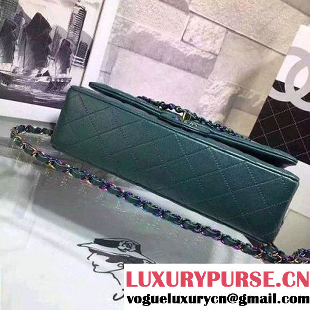 Chanel Medium Iridescent Calfskin Classic Double Flap Bag Green (2A020-6022613 )