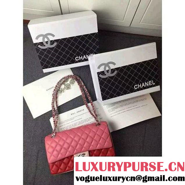 Chanel Lambskin Medium Valentine Flap Bag In Pink/Red (1A078-6030101 )