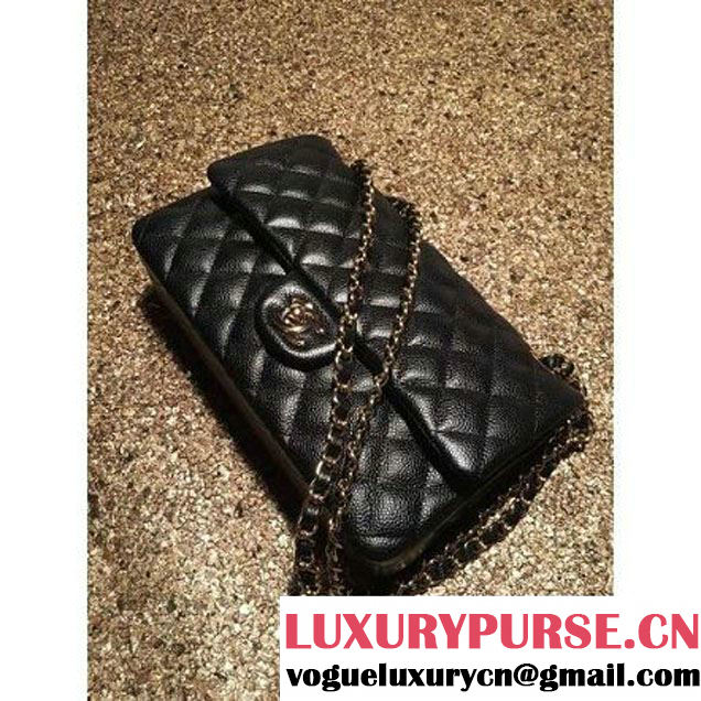Chanel Medium 1112 Caviar Classic Double Flap Bag in Black(GHW) (MC-6030831 )